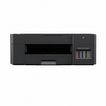 Top view of Brother DCP-T420W wireless refillable ink tank all-in-one printer showing the scanner lid and LED control panel.