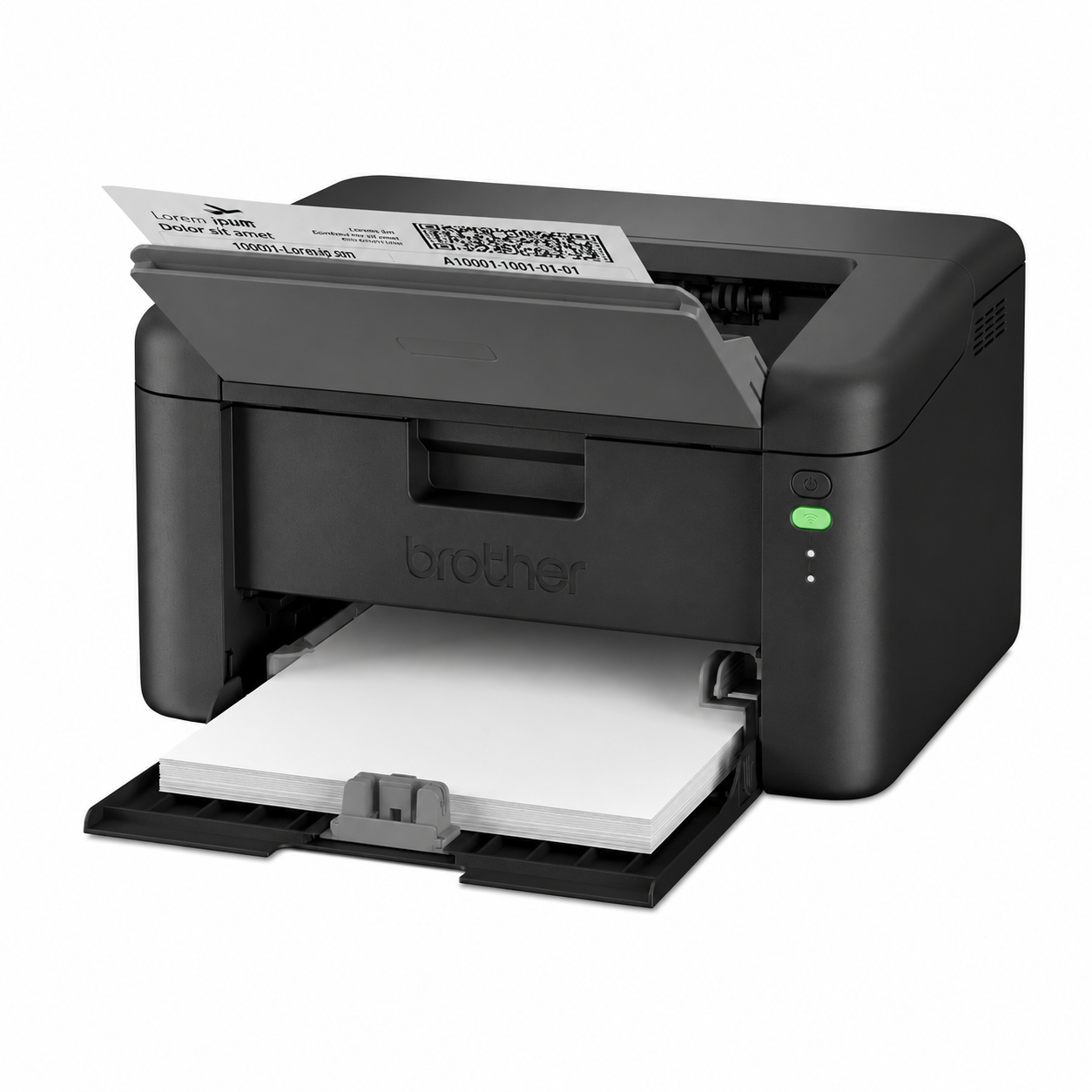 Brother HL-L1232W printing a black-and-white A4 business document