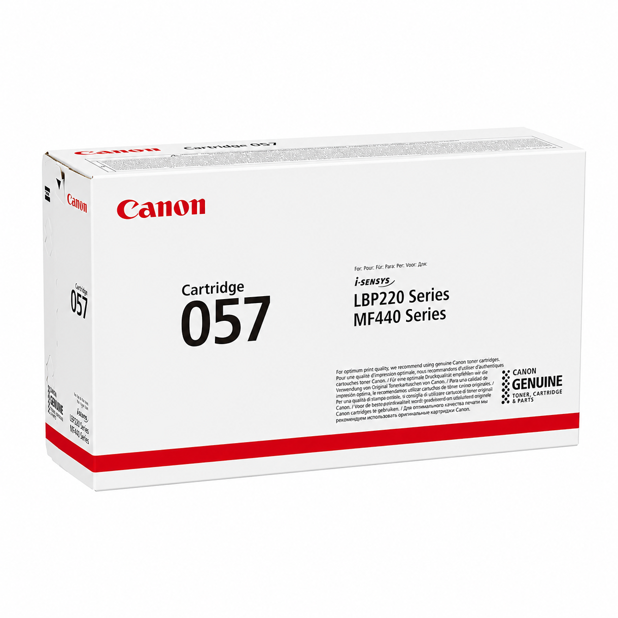 Canon 057H original black laser toner cartridge 3010C002 right-side view showing the genuine Canon high-yield packaging.