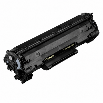 Canon 728 black toner cartridge close-up showing the genuine Canon Cartridge 728 label and 3500B002 product code.