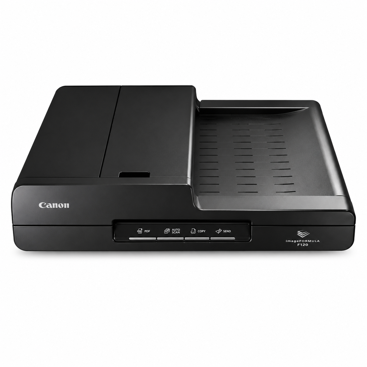 Canon imageFORMULA DR-F120 duplex ADF and flatbed document scanner front view