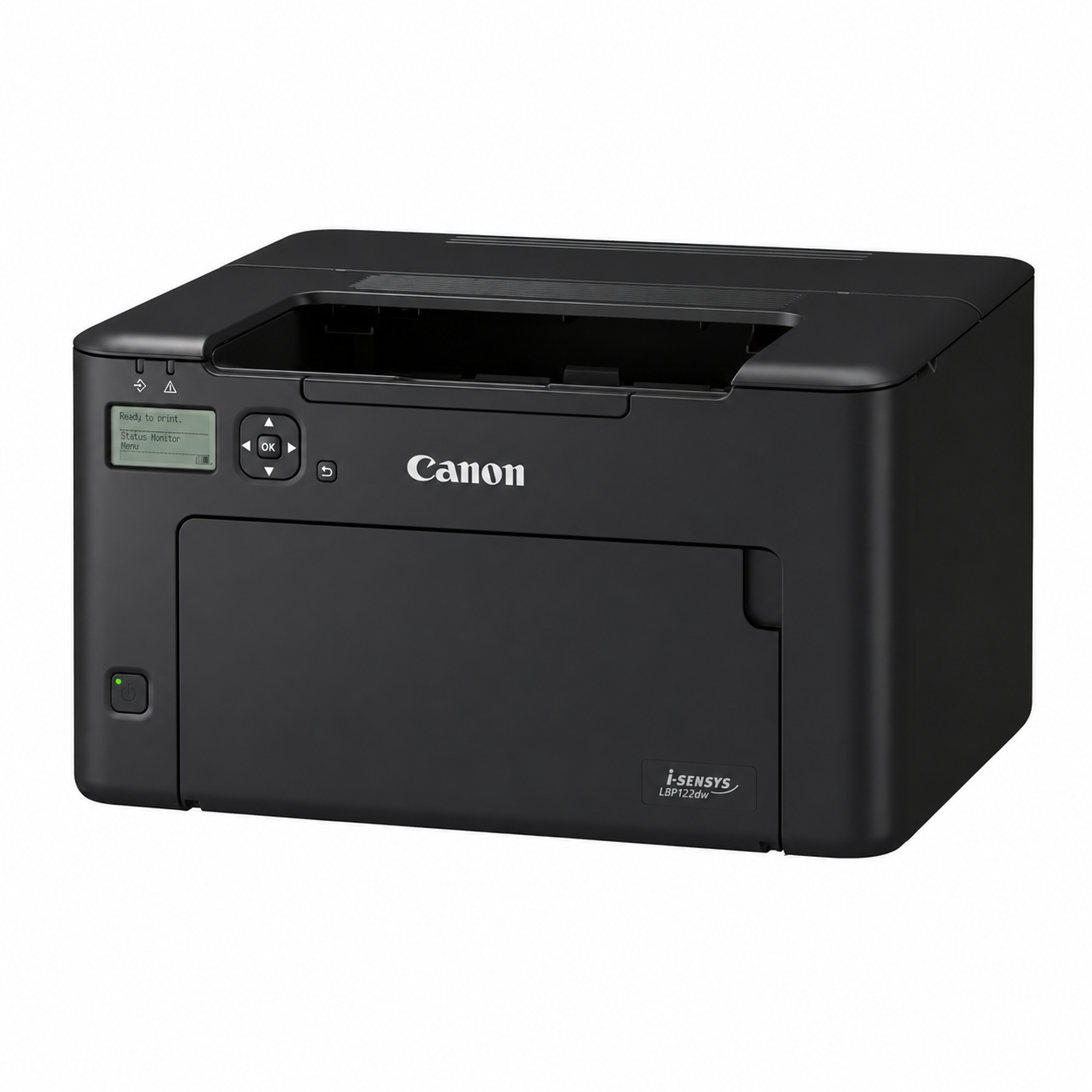 Canon i-SENSYS LBP122dw compact monochrome laser printer front-left angled view