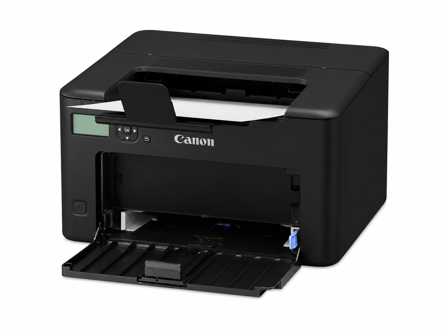 Canon i-SENSYS LBP122dw showing the 150-sheet paper cassette and compact laser printer design