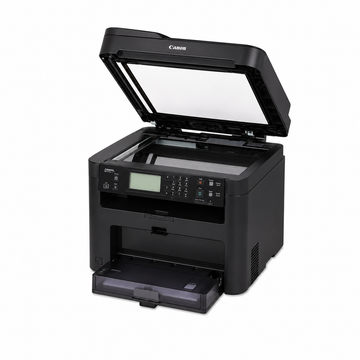 Canon i-SENSYS MF237w showing the 35-sheet automatic document feeder and 250-sheet paper cassette
Canon i-SENSYS MF237w touchscreen control panel for print, copy, scan and fax settings