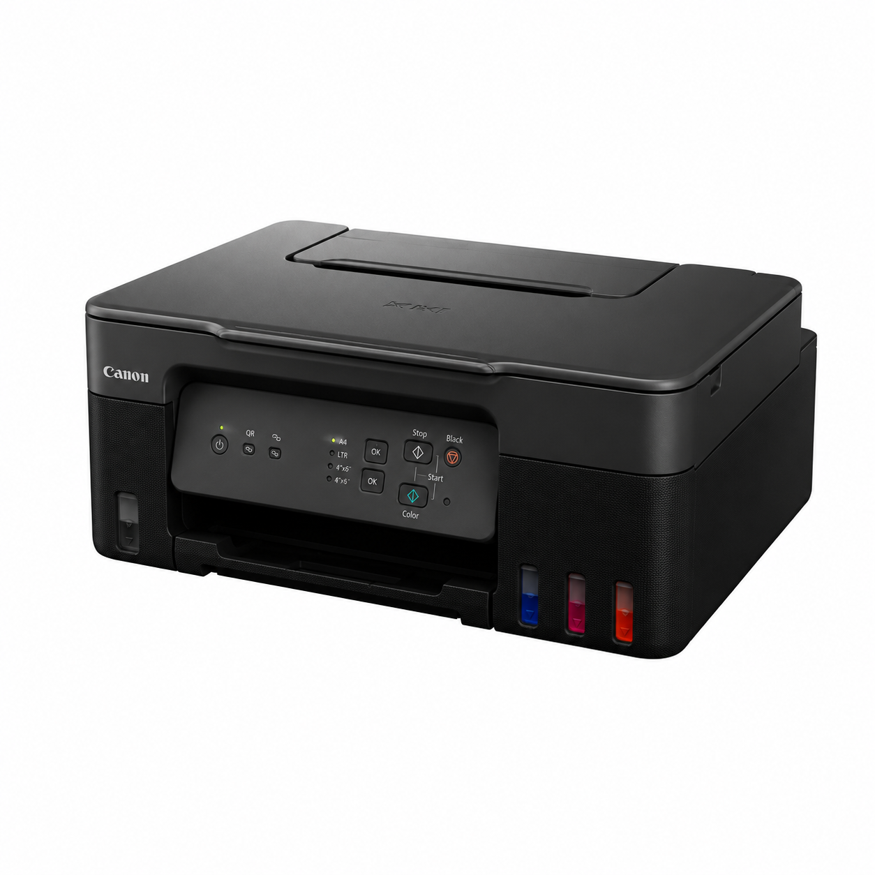 Canon PIXMA G3430 color ink tank printer front-left angled view