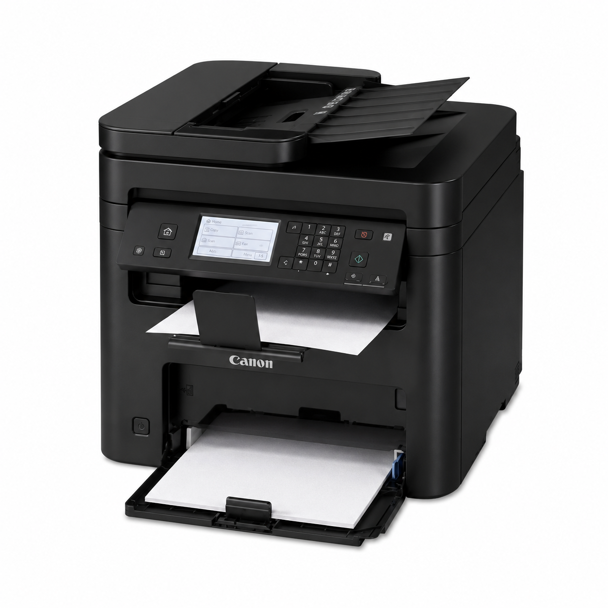 Canon i-SENSYS MF275dw printing an A4 black-and-white business document