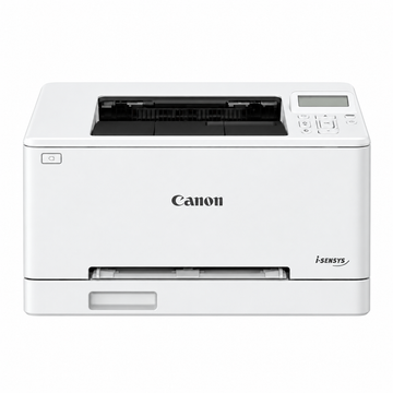White Canon i-SENSYS LBP646Cdw color laser printer, front view with control panel and paper tray.