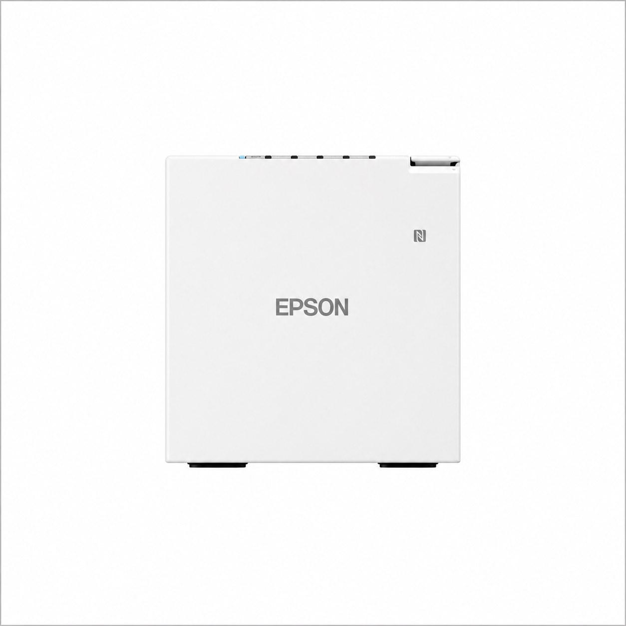 Epson TM-m30III (111) White thermal receipt printer front view showing compact POS printer body.