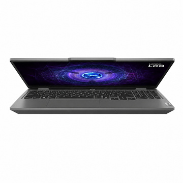 Lenovo LOQ 15IRX9 gaming laptop angled front view showing the open display and keyboard