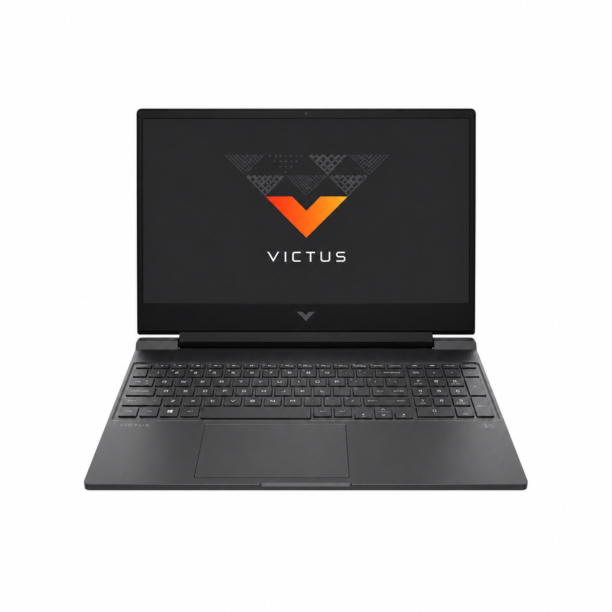 HP Victus 15-fa2013dx gaming laptop in Mica Silver with 15.6-inch display open, front three-quarter view