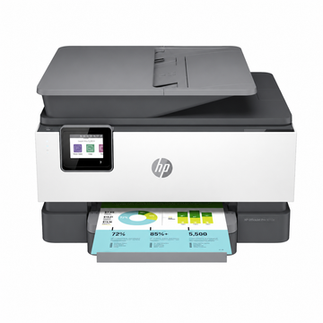 HP Smart Tank all-in-one printer front view printing a color document