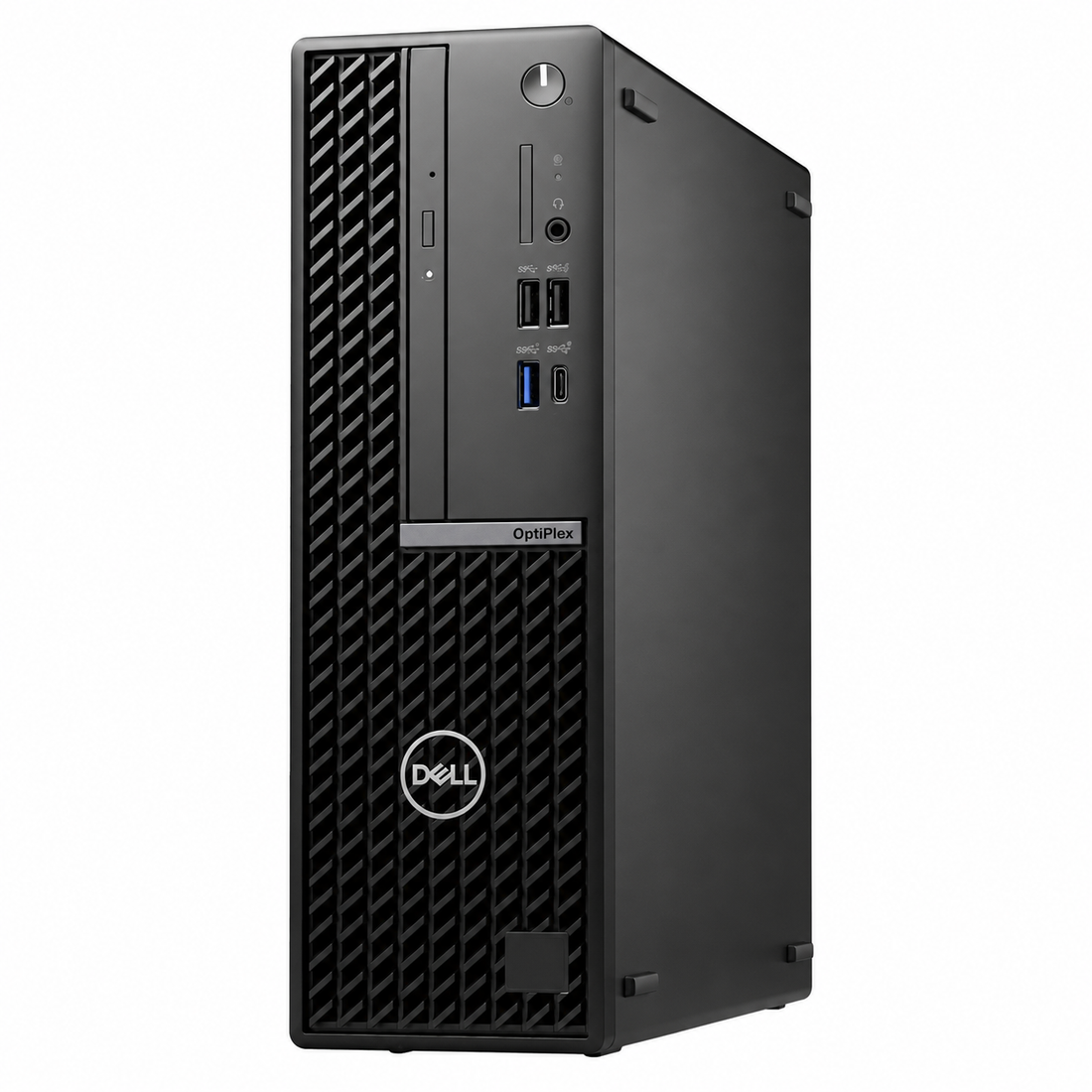 Dell OptiPlex 7020 business desktop front view showing the ventilation grille, USB ports and power button