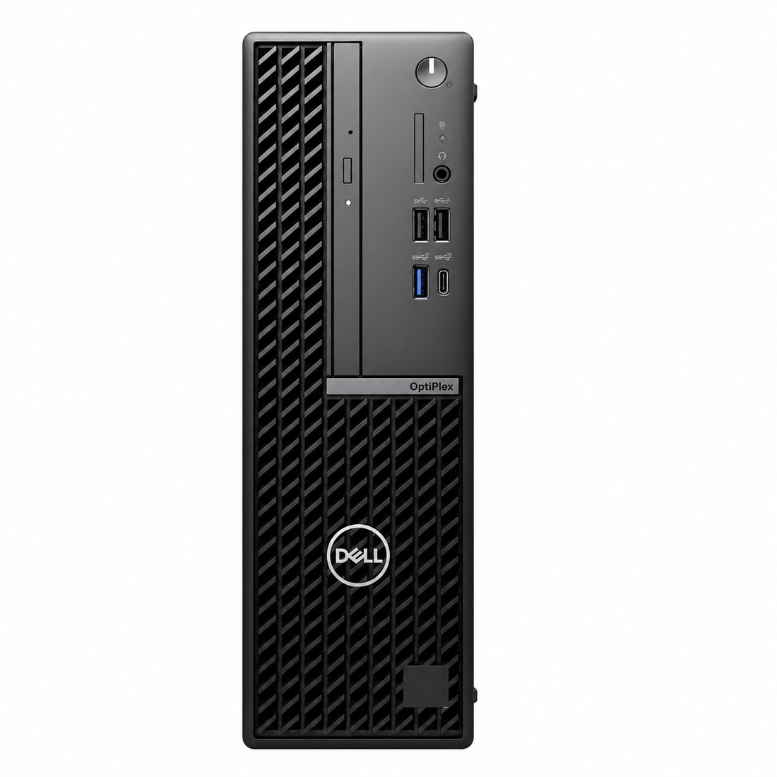 Dell OptiPlex 7020 business desktop front view showing the ventilation grille, USB ports and power button