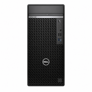 Dell Pro Tower QCT1250 black business desktop front view showing ventilation grille and front USB ports