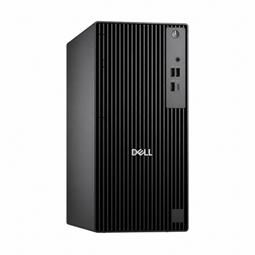 Dell Pro Tower QCT1250 desktop computer angled front view showing the black tower chassis and connection ports