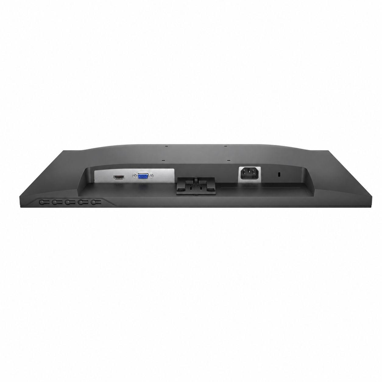 Dell SE2225HM monitor ports close-up showing HDMI, VGA, power connector and security lock slot for desktop setup.