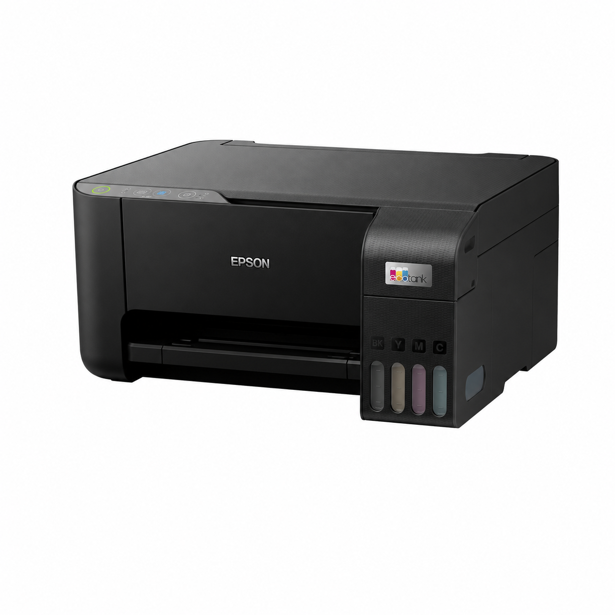 Epson EcoTank L3210 color ink tank printer front-left angled view