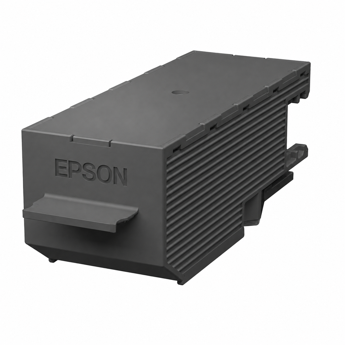 Epson ET-7700 Series Maintenance Box C13T04D000 angled front view showing genuine Epson replacement waste ink tank.