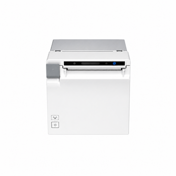 Epson EU-m30 (001) USB and Serial Kiosk Thermal Receipt Printer White front view showing compact self-service printer design and receipt output slot.