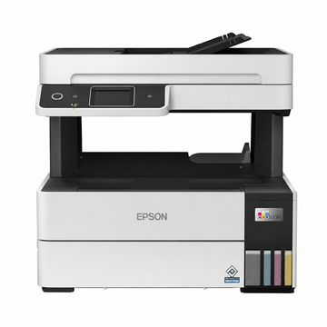 Epson EcoTank L6490 A4 Multifunction Ink Tank Printer front view showing ADF, control panel and refillable ink tanks.