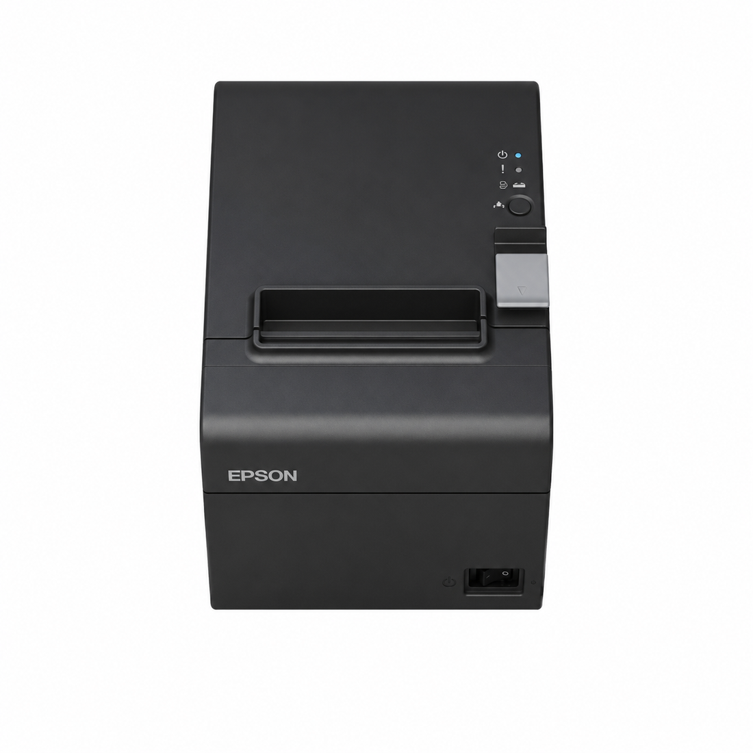 Epson TM-T20III Ethernet black thermal receipt printer top view showing the compact POS printer cover and control buttons.