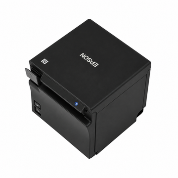 Epson TM-m10 (102) USB 58mm Thermal Receipt Printer Black angled top view showing compact POS design and receipt output slot.