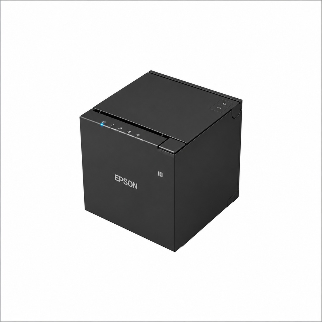 Epson TM-m30III-H (142) Wi-Fi and Bluetooth Thermal Receipt Printer Black front view showing compact POS design and status indicators.