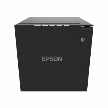 Epson TM-m30III-H (142) Wi-Fi and Bluetooth Thermal Receipt Printer Black front view showing compact POS design and status indicators.