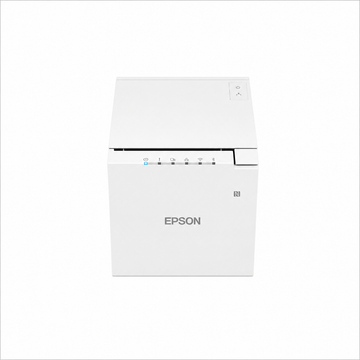 Epson TM-m30III (111A0) Standard Model White thermal receipt printer top front view showing compact POS design and status indicators.