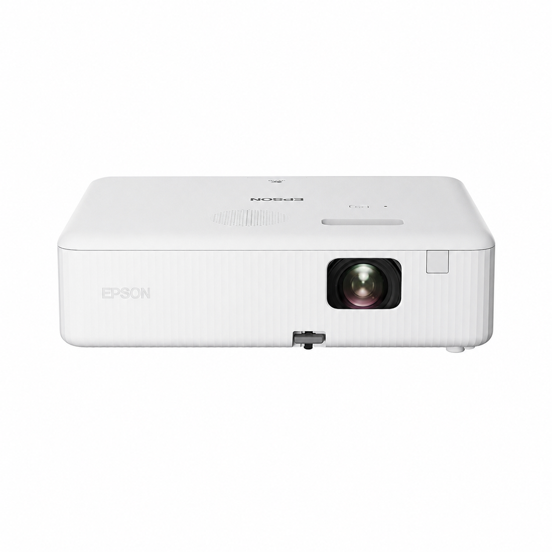 Epson CO-W01 WXGA 3LCD projector front view in white