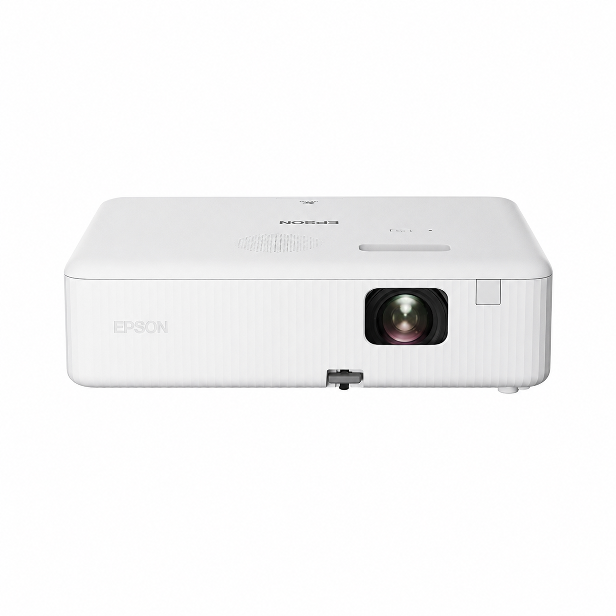 Epson CO-W01 WXGA 3LCD projector front view in white
