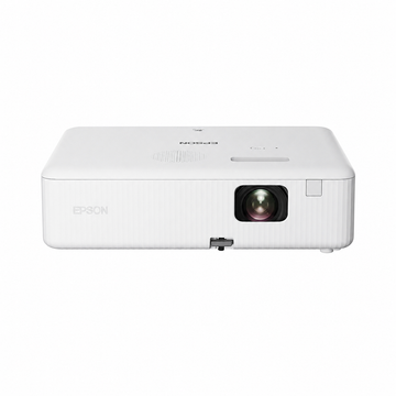 Epson CO-W01 WXGA 3LCD projector front view in white