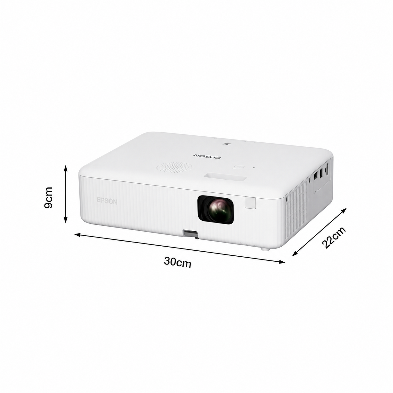 Epson CO-W01 compact WXGA projector ALL Size angled view 