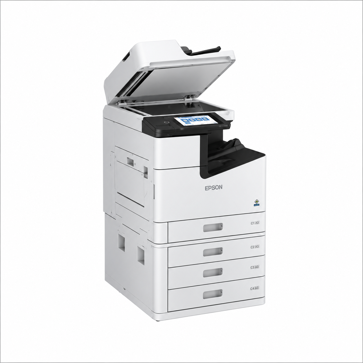 Epson WorkForce Enterprise WF-C20750 D4TW multifunction printer angled front view showing high-capacity enterprise design.
