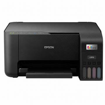 Epson EcoTank L3210 all-in-one ink tank printer, front view, black