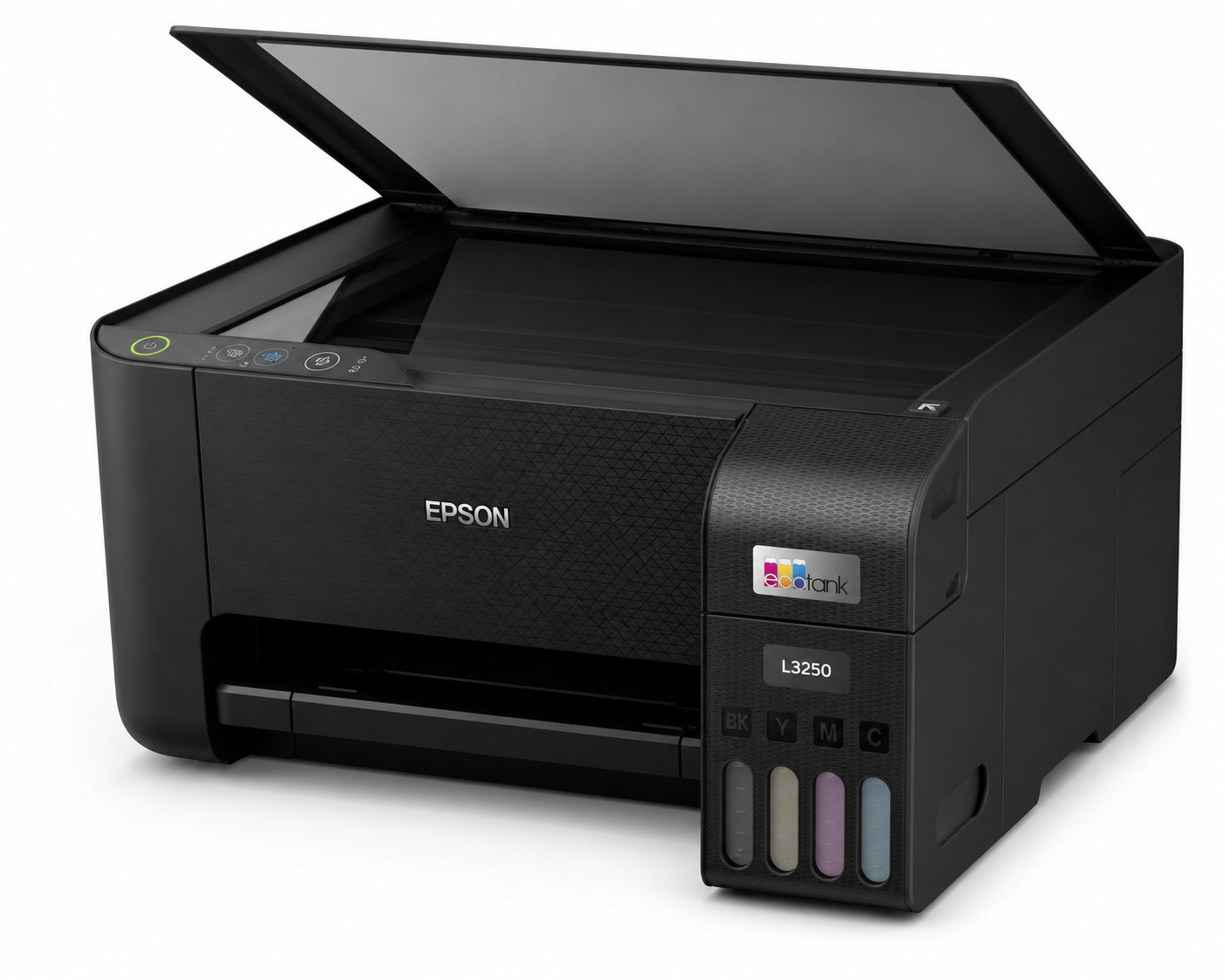 Epson EcoTank L3250 color ink tank printer front-left angled view
