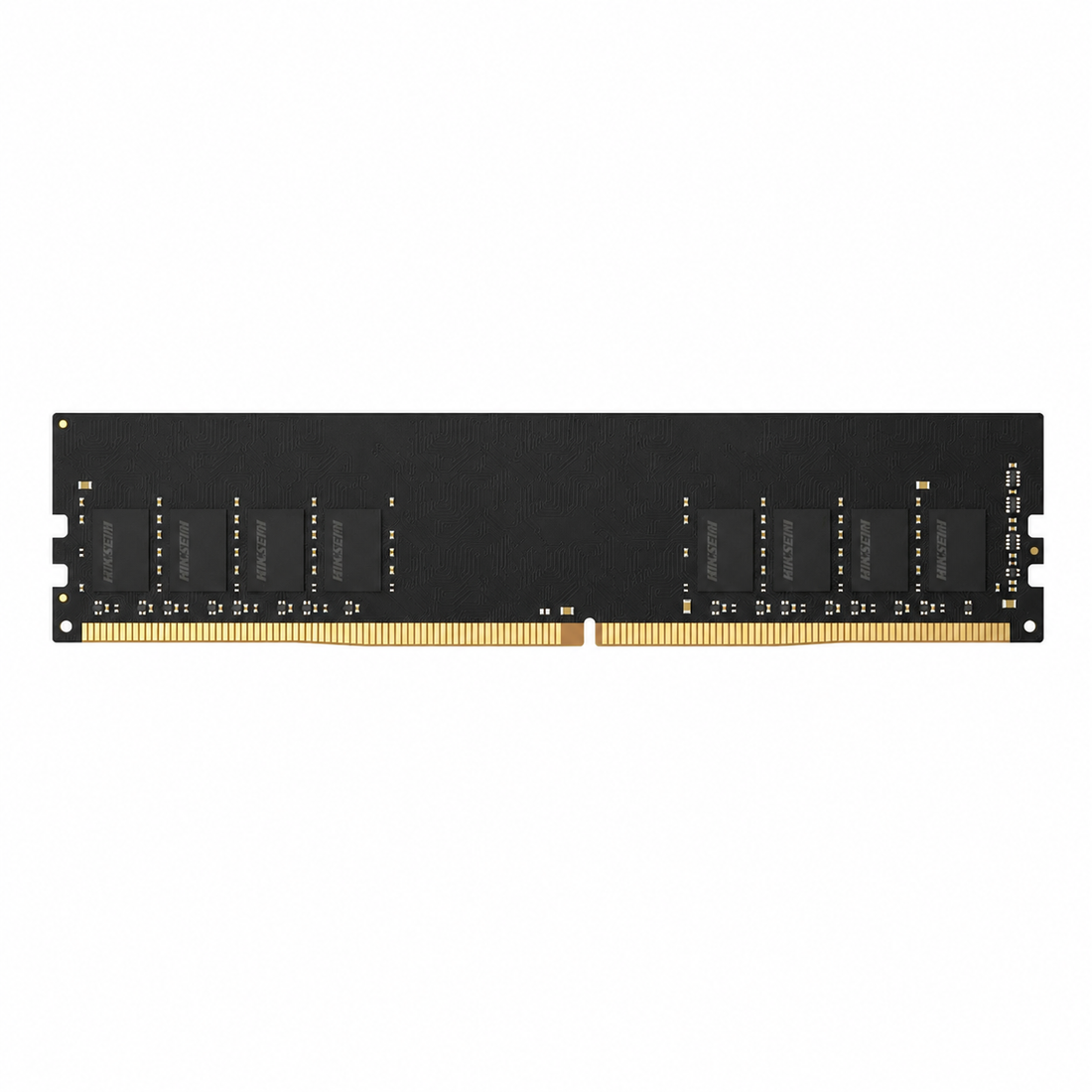 Crucial 16GB DDR5 5600MT/s UDIMM desktop RAM label side view with memory chips and gold connector pins