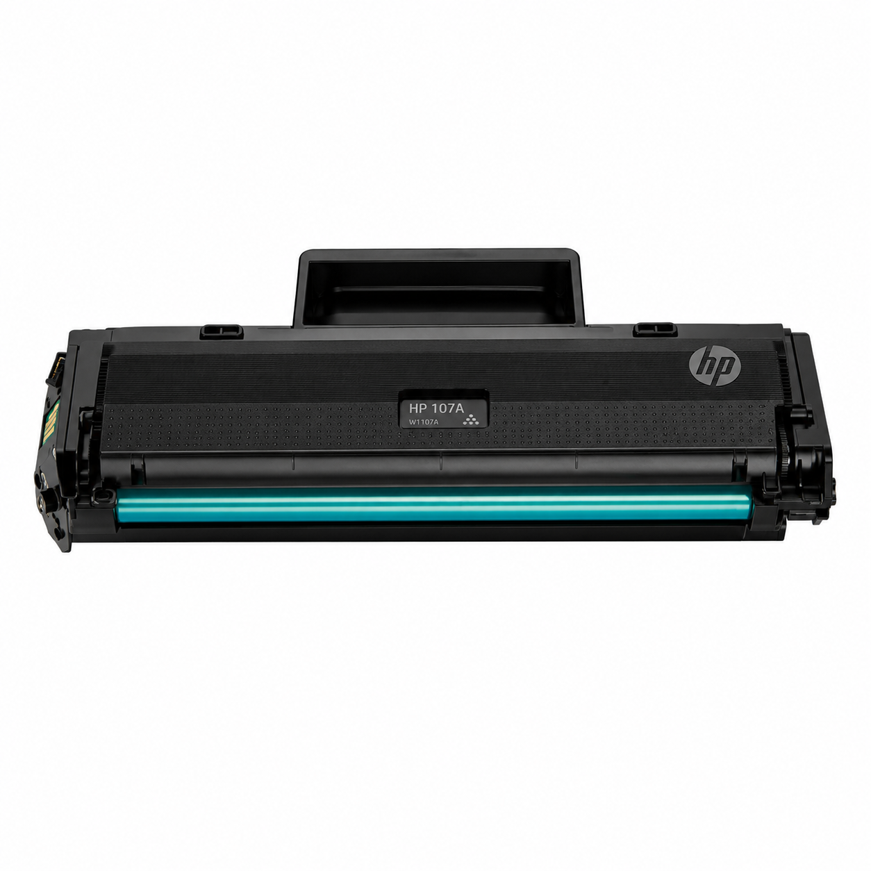 HP 107A Black Original Laser Toner Cartridge W1107A top view showing genuine HP black toner.