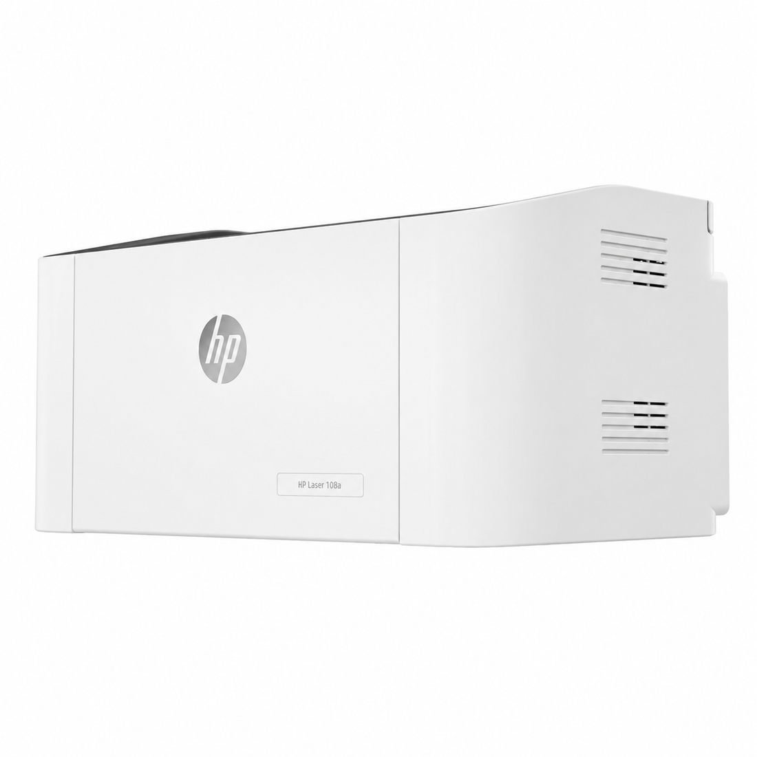 HP Laser 108a monochrome laser printer front view on white background