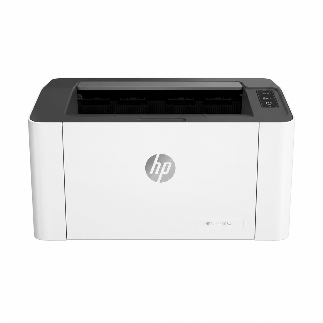 HP Laser 108w compact wireless monochrome laser printer front view