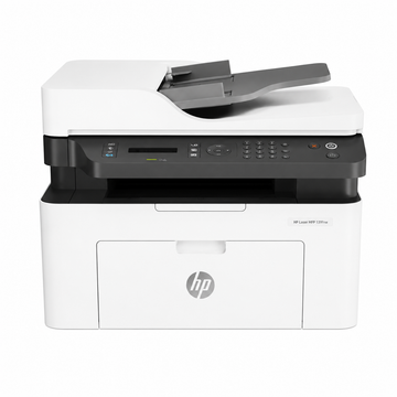 HP Laser MFP 139fnw wireless monochrome multifunction printer front view with automatic document feeder