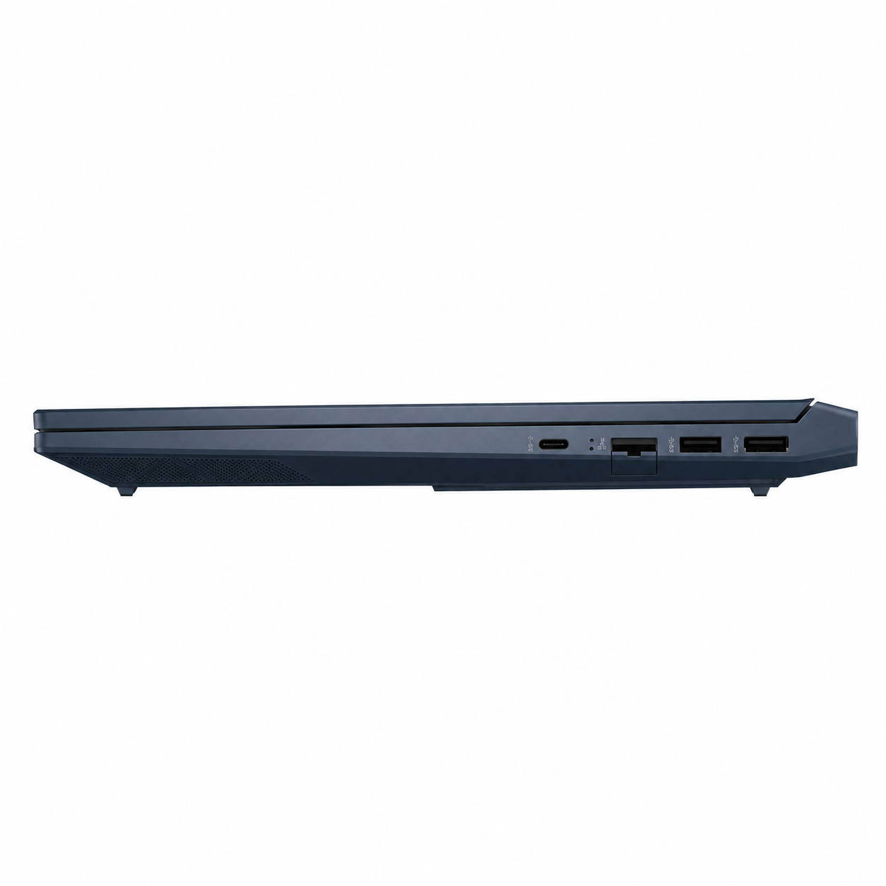 HP Victus 15-fa2394TX gaming laptop, side profile showing the slim chassis, ventilation and connection ports
