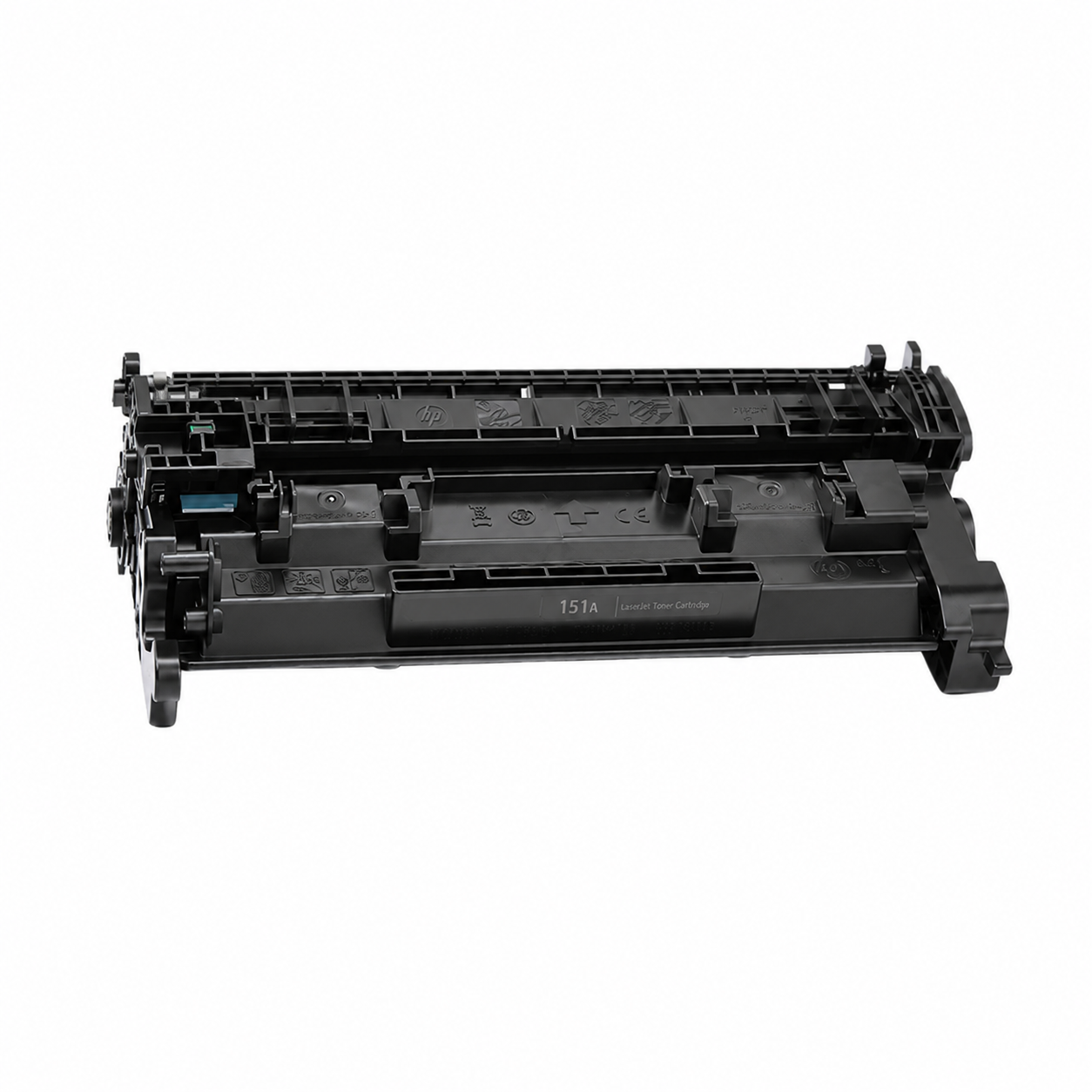 HP 151A Black Original LaserJet Toner Cartridge W1510A close-up showing the 151A cartridge code and black toner label.