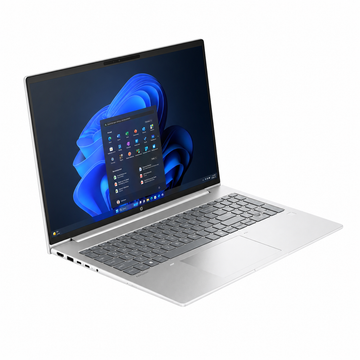 HP ProBook 4 G1iR silver laptop angled front view showing the 16-inch display, keyboard and touchpad