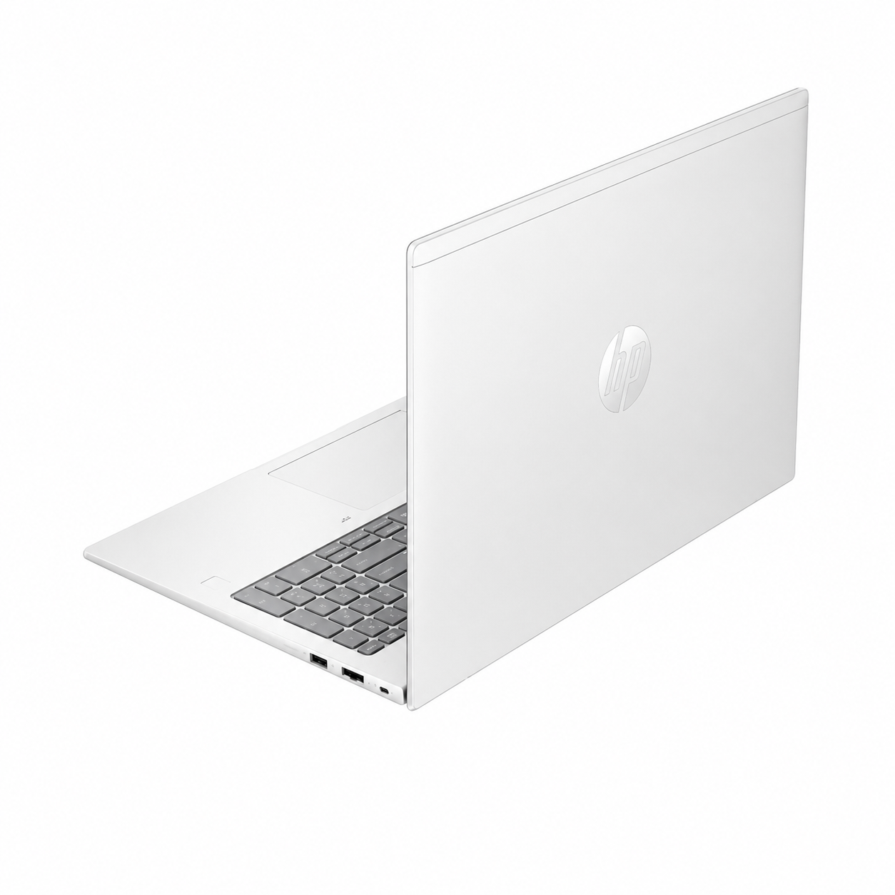 HP ProBook 4 G1iR 16-inch silver laptop angled rear view showing the top cover and hinge design