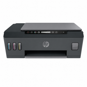 HP Smart Tank 518 Wireless All-in-One Ink Tank Printer front view showing refillable ink tanks and control panel.
