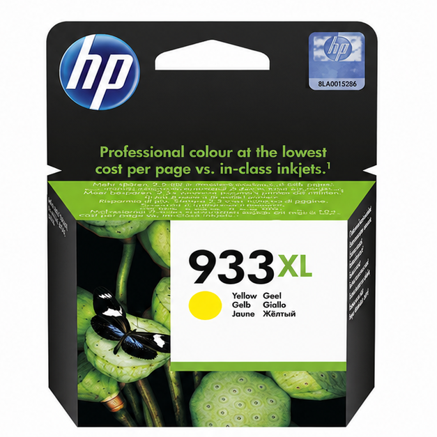HP 933XL high-yield yellow original ink cartridge retail packaging
