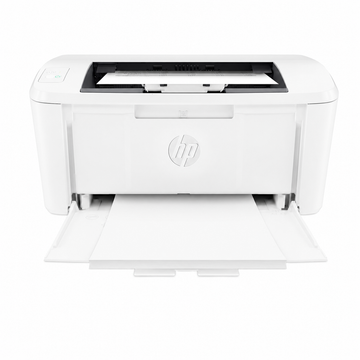 HP LaserJet M111a compact monochrome laser printer front view with paper input tray open