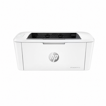 HP LaserJet M111a mono laser printer top front view showing the output tray and control panel