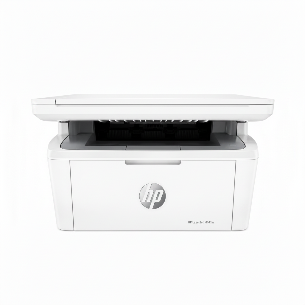 HP LaserJet MFP M141w white monochrome multifunction laser printer, front view